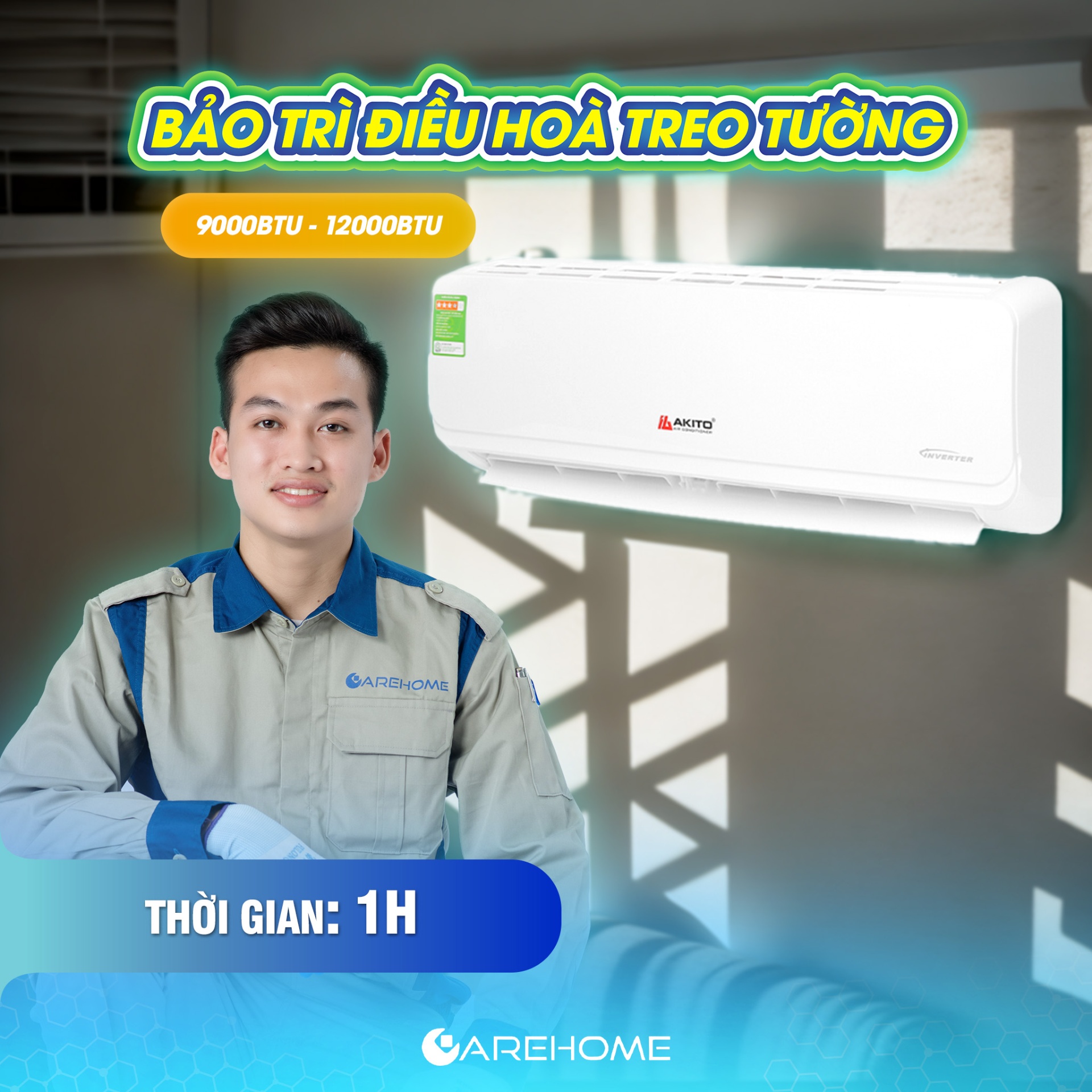 BẢO TRÌ ĐIỀU HÒA TREO TƯỜNG (9000 - 12000BTU)