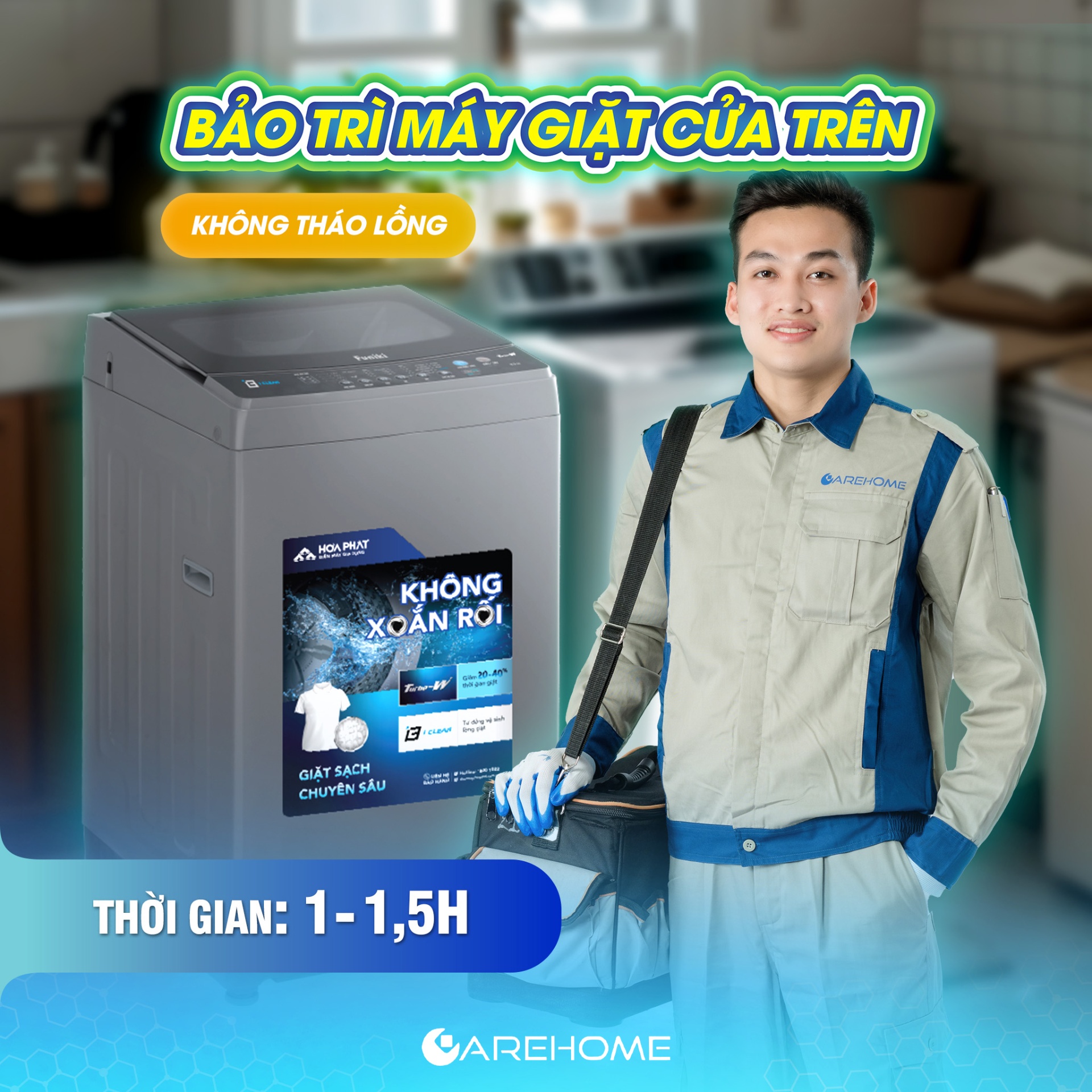 BẢO TRÌ MÁY GIẶT LỒNG ĐỨNG (KHÔNG THÁO LỒNG)