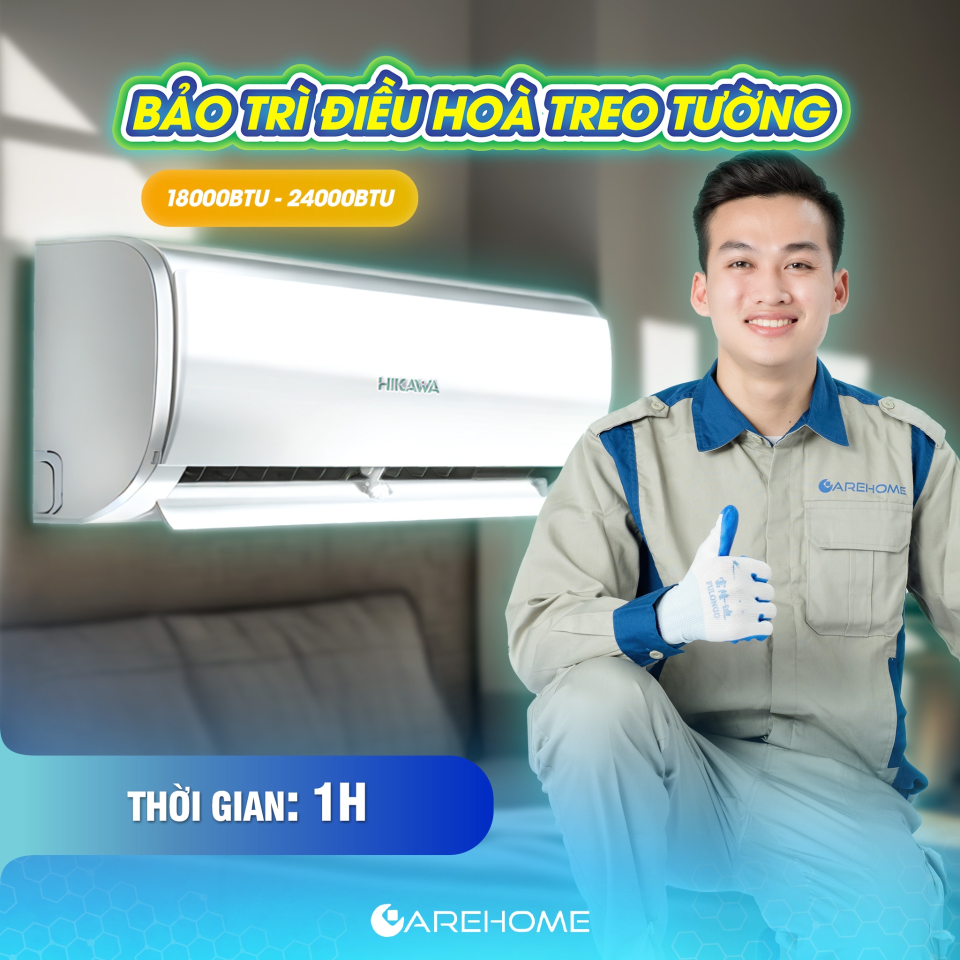 BẢO TRÌ ĐIỀU HÒA TREO TƯỜNG (18000 - 24000BTU)